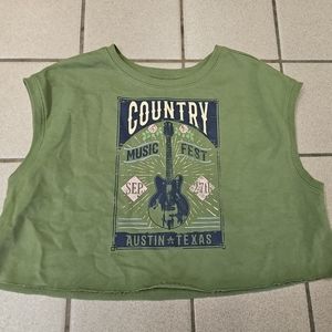 NWOT Mighty Fine Women's 1X Country Music Fest Austin Texas Crop Top T-Shirt